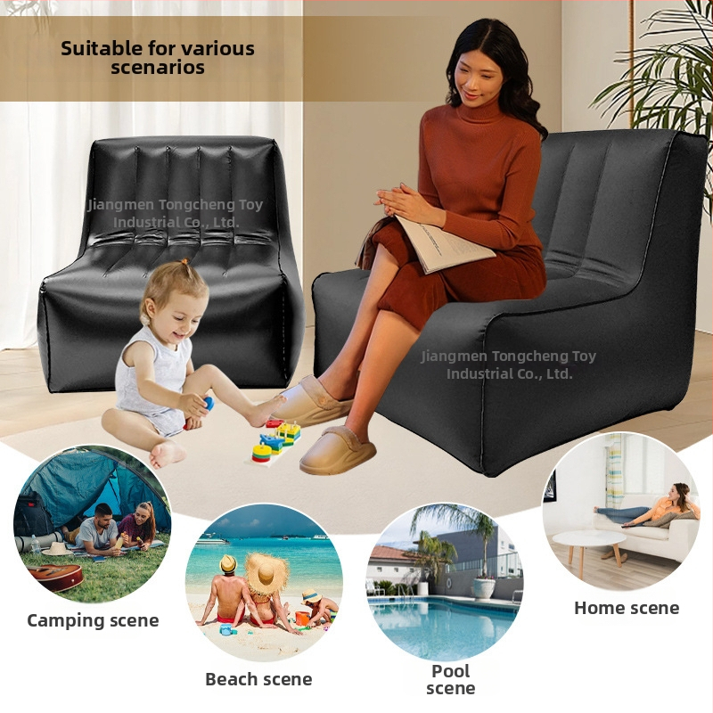 L-tvarovaná nafukovacia pohovka pre dospelých - PVC kompozitná tkanina, hrúbka 0,55 mm, hmotnosť 2,1 kg, prispôsobiteľný, model Sofa-compound vertical drawstring
