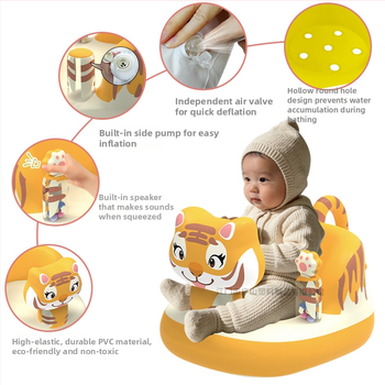 Felfújható tanuló szék tigris motívummal, PVC játékülés 0-3 éveseknek, beltéri és kültéri használatra