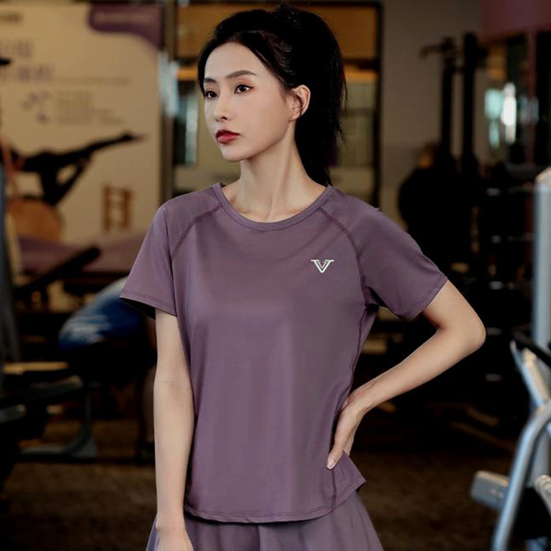 Ženski ljetni sportski T-shirt, lagan i tanak, kratkih rukava, slim-fit kroj za Pilates i jogu