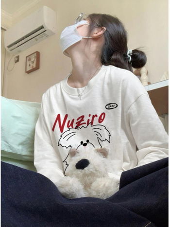 Ženski pamučni T-shirt s dugim rukavima, ležernog kroja, okrugli izrez, geometrijski uzorak, trodimenzionalni kroj