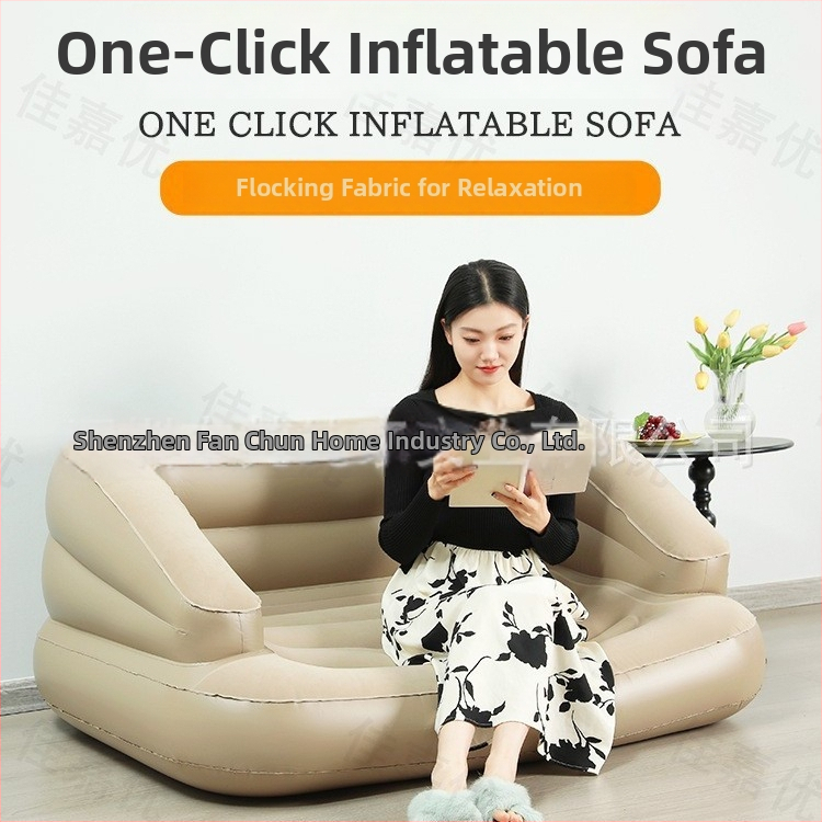 Kétszemélyes kültéri használatra készült felfújható kanapé beépített pumpával, flockolt háttámlával, modell 688c, környezetbarát PVC, 20 cm vastagság