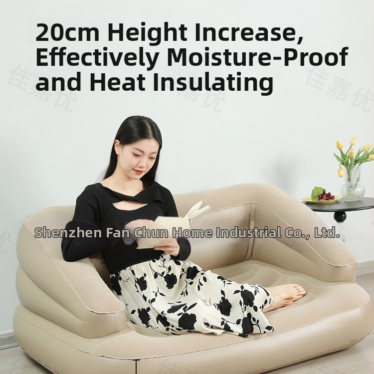 Kétszemélyes kültéri használatra készült felfújható kanapé beépített pumpával, flockolt háttámlával, modell 688c, környezetbarát PVC, 20 cm vastagság