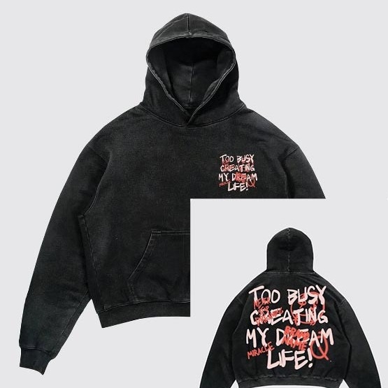 Ispisani hoodirani pulover s kapuljom, slobodan kroj, dugi rukavi, smjesa poliester-spandeks, 80–90% spandeks