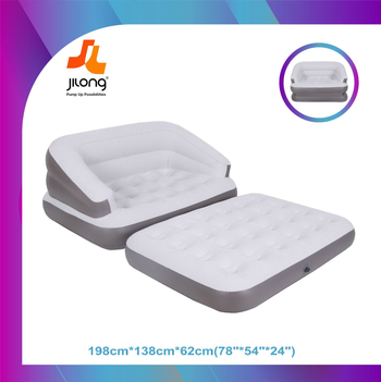 JILONG canapea-pat gonflabil, pernă de aer îngroșată, canapea pliabilă de exterior, portabil, suport până la 150 kg, PVC suprafață