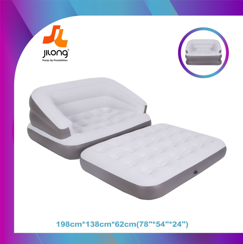 JILONG canapea-pat gonflabil, pernă de aer îngroșată, canapea pliabilă de exterior, portabil, suport până la 150 kg, PVC suprafață