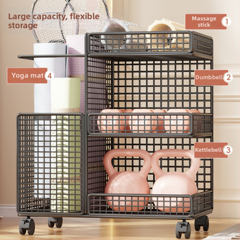 Кошница за съхранение с колела за йога постелки и спортно оборудване | Метална конструкция, стил Желязно изкуство, модерен минимализъм, модел 2295817683402753024