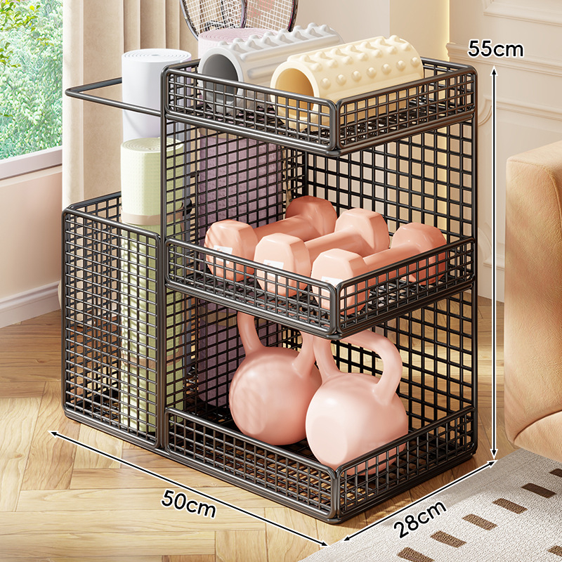 Кошница за съхранение с колела за йога постелки и спортно оборудване | Метална конструкция, стил Желязно изкуство, модерен минимализъм, модел 2295817683402753024