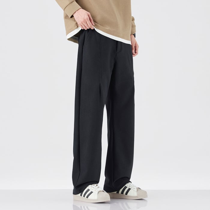 Muške casual hlače ravnog kroja s elastičnim pojasom, debeli materijal od bambusovih vlakana i svile, svakodnevno nošenje za jesen