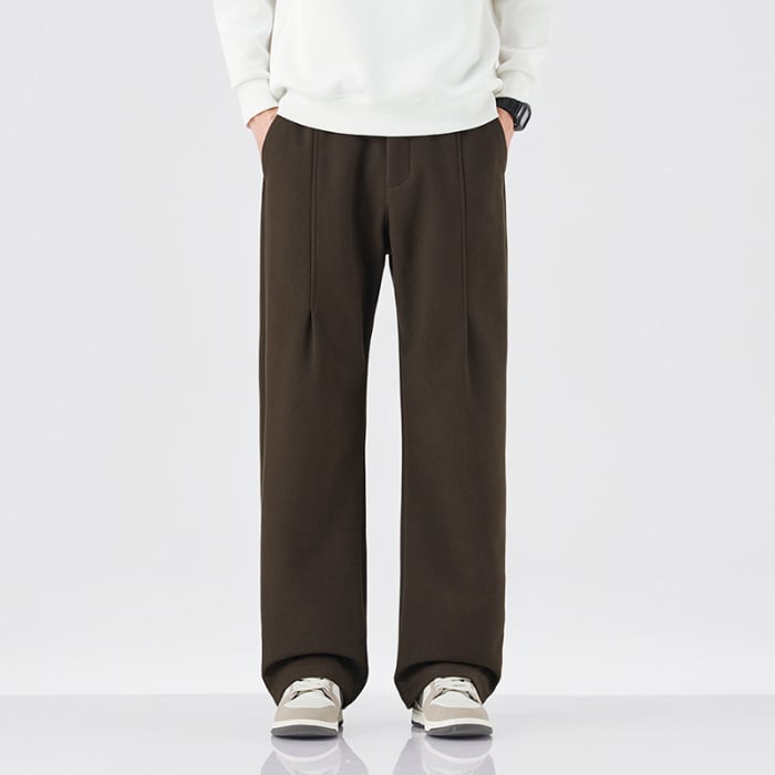 Muške casual hlače ravnog kroja s elastičnim pojasom, debeli materijal od bambusovih vlakana i svile, svakodnevno nošenje za jesen