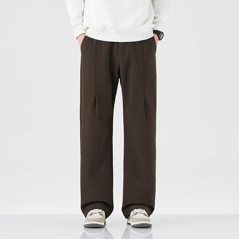 Muške casual hlače ravnog kroja s elastičnim pojasom, debeli materijal od bambusovih vlakana i svile, svakodnevno nošenje za jesen