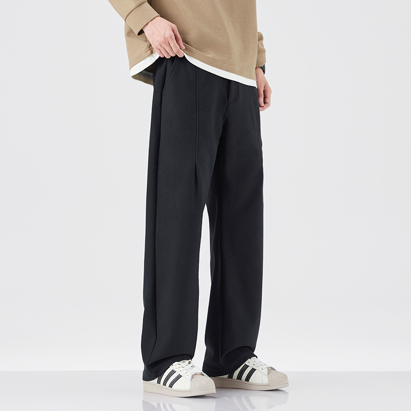 Muške casual hlače ravnog kroja s elastičnim pojasom, debeli materijal od bambusovih vlakana i svile, svakodnevno nošenje za jesen
