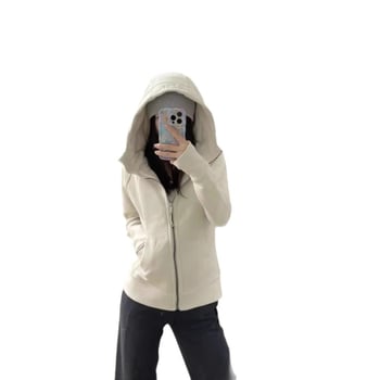 Hanorac femei din fleece, slim-fit, cu glugă și fermoar, broderie geometrică, casual