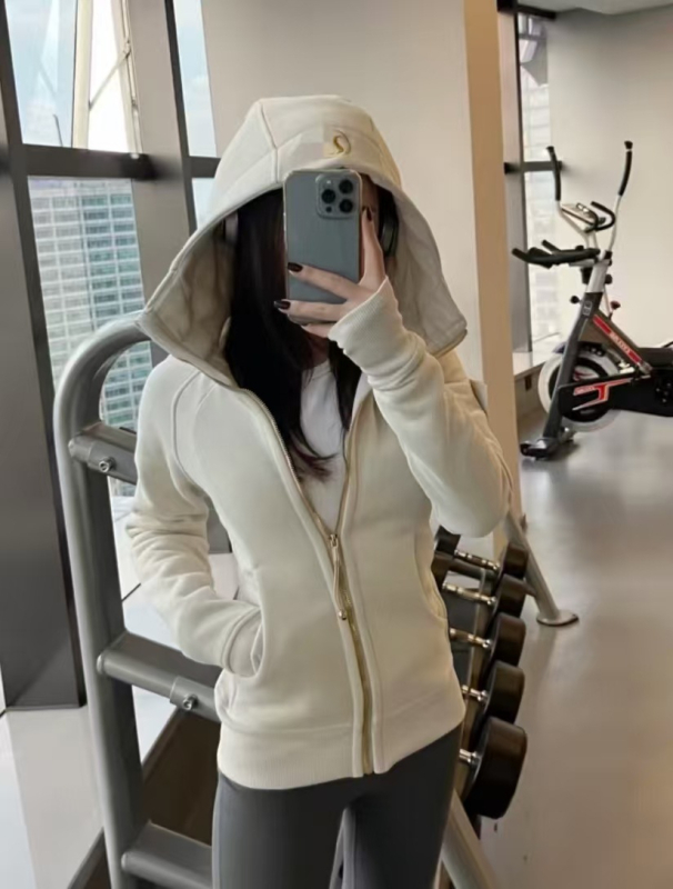 Hanorac femei din fleece, slim-fit, cu glugă și fermoar, broderie geometrică, casual