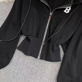 Ženska duksa s kapuljom, labav kroj uz pojas u struku, dugi rukavi, poliester, Zima 2025