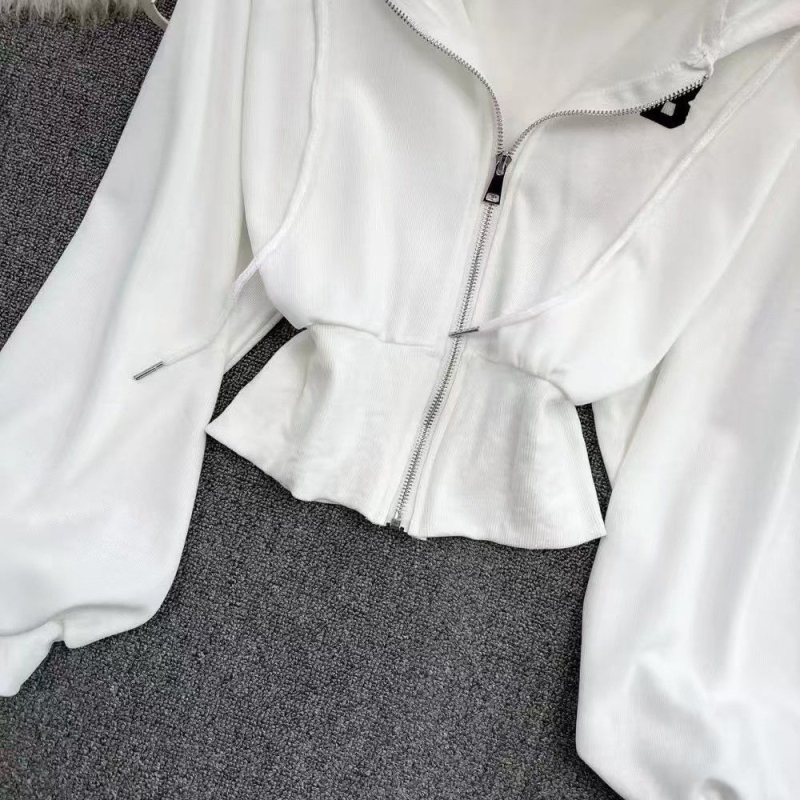 Ženska duksa s kapuljom, labav kroj uz pojas u struku, dugi rukavi, poliester, Zima 2025