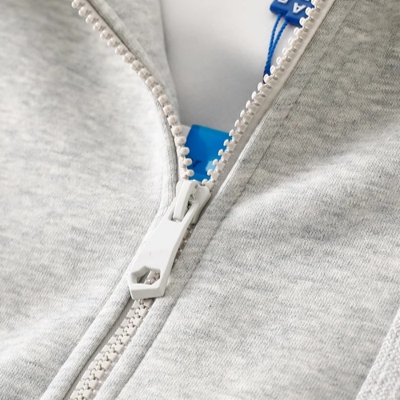 Ženska kapuljačasta dukserica s natpisima i izvezenim, slobodan kroj, prednji zip, pamuk-elastan mješavina