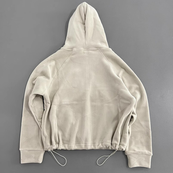 Hooded džemper od baršuna s kapuljom i zipom - široki kroj, debeli, jednobojni uzorak, jesen 2025