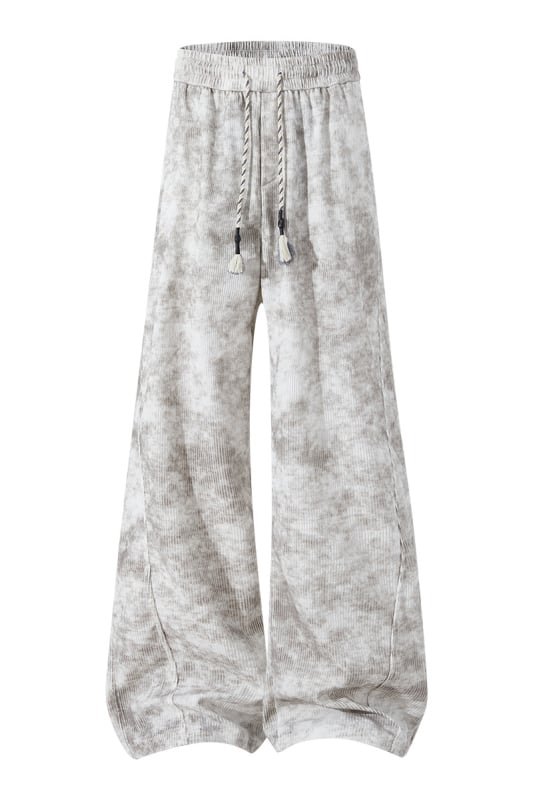 Muške jesenske sport casual hlače s tie-dye uzorkom, ravni kroj, srednji struk, vezanje