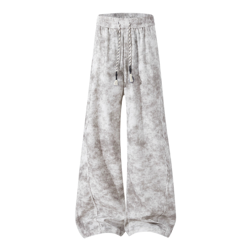 Muške jesenske sport casual hlače s tie-dye uzorkom, ravni kroj, srednji struk, vezanje