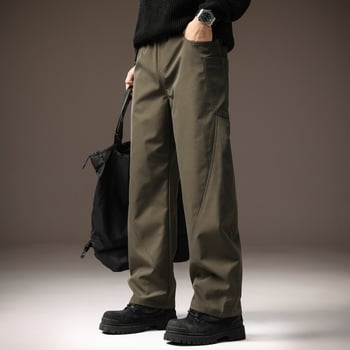 Muške casual hlače, retro stil, ravni kroj, dugačke, srednji pojas, 100% poliester.