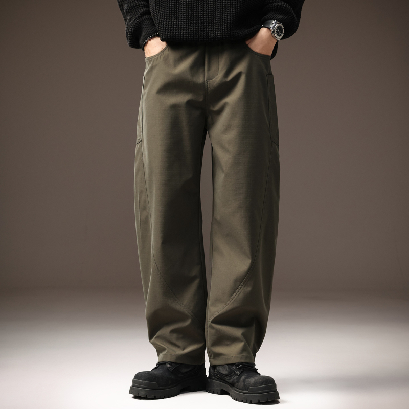 Muške casual hlače, retro stil, ravni kroj, dugačke, srednji pojas, 100% poliester.