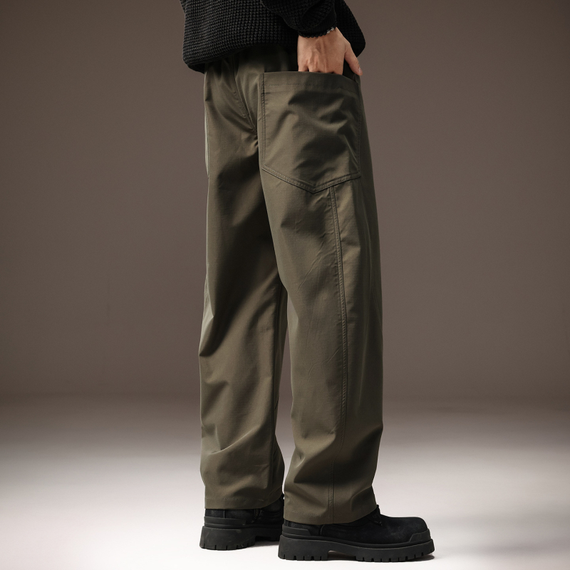 Muške casual hlače, retro stil, ravni kroj, dugačke, srednji pojas, 100% poliester.