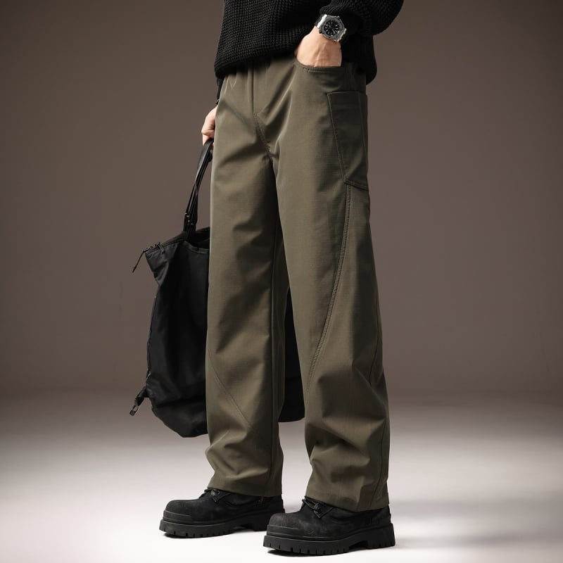 Muške casual hlače, retro stil, ravni kroj, dugačke, srednji pojas, 100% poliester.