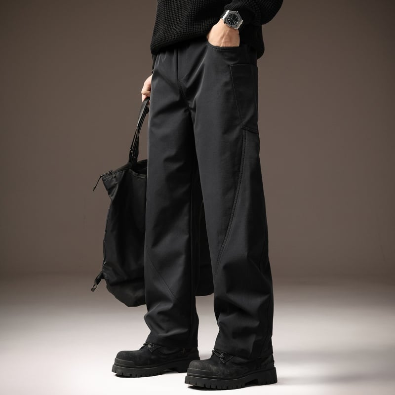 Muške casual hlače, retro stil, ravni kroj, dugačke, srednji pojas, 100% poliester.