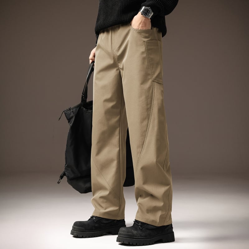 Muške casual hlače, retro stil, ravni kroj, dugačke, srednji pojas, 100% poliester.