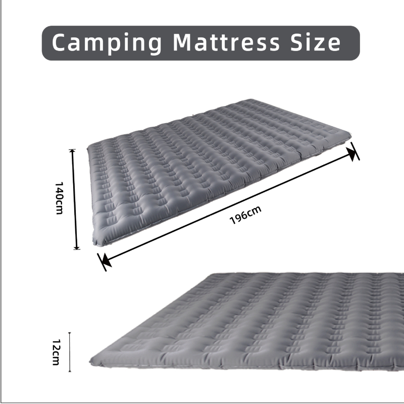 Dvojno nafukljivo ležište za kampiranje s ugrađenom električnom pumpom, niski profil, nosivost 200 kg