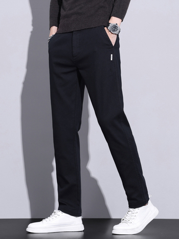 Muške jesenske hlače poslovno casual stil, ravni kroj, srednji pojas, zatvarač, pamuk-mješavina.