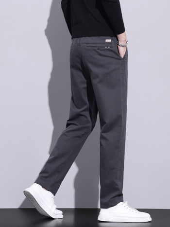 Muške jesenske hlače poslovno casual stil, ravni kroj, srednji pojas, zatvarač, pamuk-mješavina.