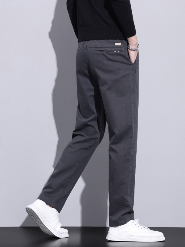 Muške jesenske hlače poslovno casual stil, ravni kroj, srednji pojas, zatvarač, pamuk-mješavina.