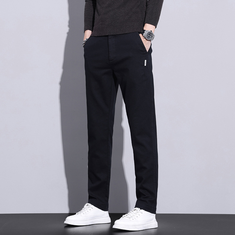 Muške jesenske hlače poslovno casual stil, ravni kroj, srednji pojas, zatvarač, pamuk-mješavina.