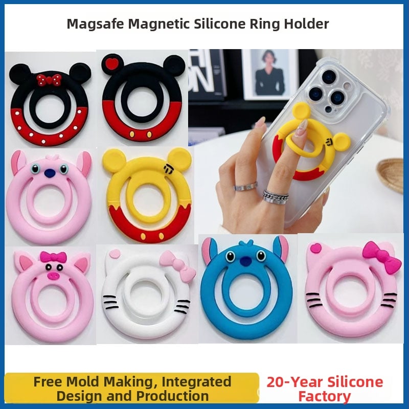 Memory Cartoon gyűrűcsukló tartó – fém, rajzfilm-stílus, testreszabható, univerzális