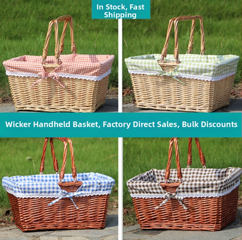 Ратанова кошница за пикник, плетена от ратан, стил лайт лукс