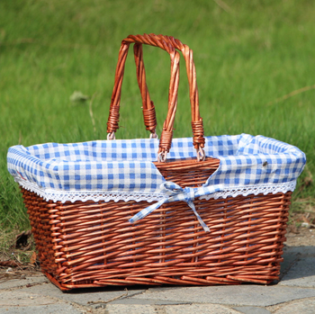 Ратанова кошница за пикник, плетена от ратан, стил лайт лукс