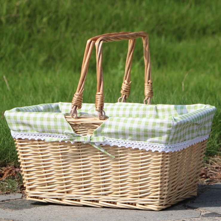 Ратанова кошница за пикник, плетена от ратан, стил лайт лукс