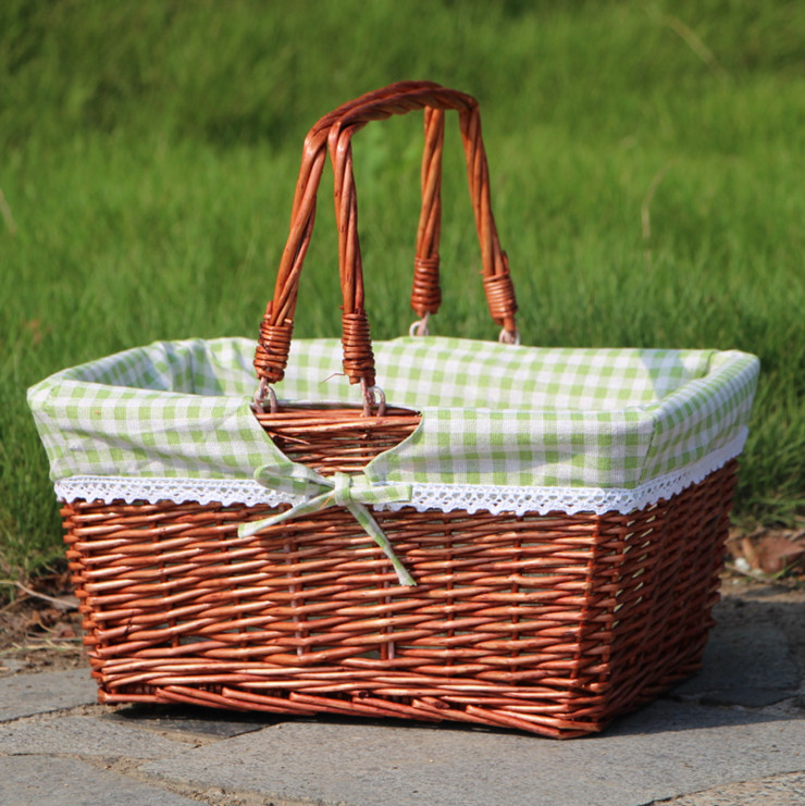 Ратанова кошница за пикник, плетена от ратан, стил лайт лукс