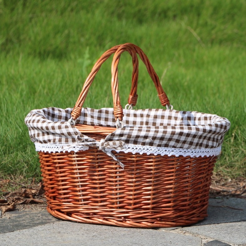 Ратанова кошница за пикник, плетена от ратан, стил лайт лукс