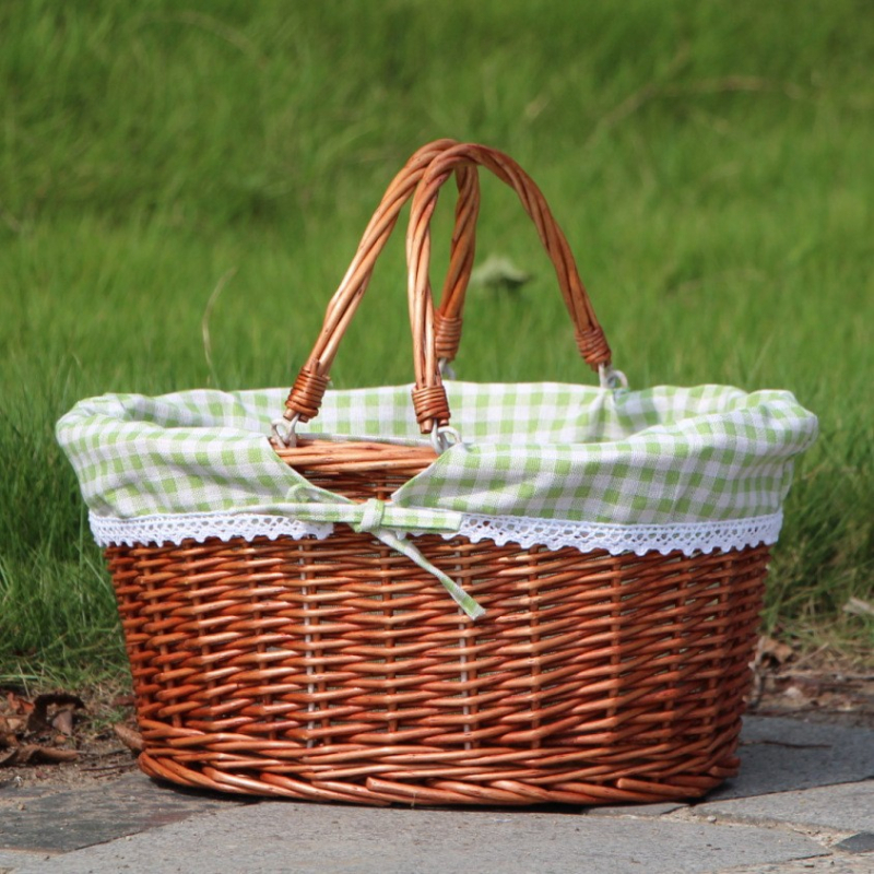 Ратанова кошница за пикник, плетена от ратан, стил лайт лукс