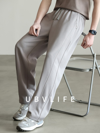 Muške sportske casual hlače - srednji pojas, straight kroj, vezanje šnuralom, prozračne pamuk-poliester mješavina, odvodi vlagu