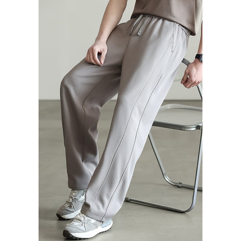 Muške sportske casual hlače - srednji pojas, straight kroj, vezanje šnuralom, prozračne pamuk-poliester mješavina, odvodi vlagu