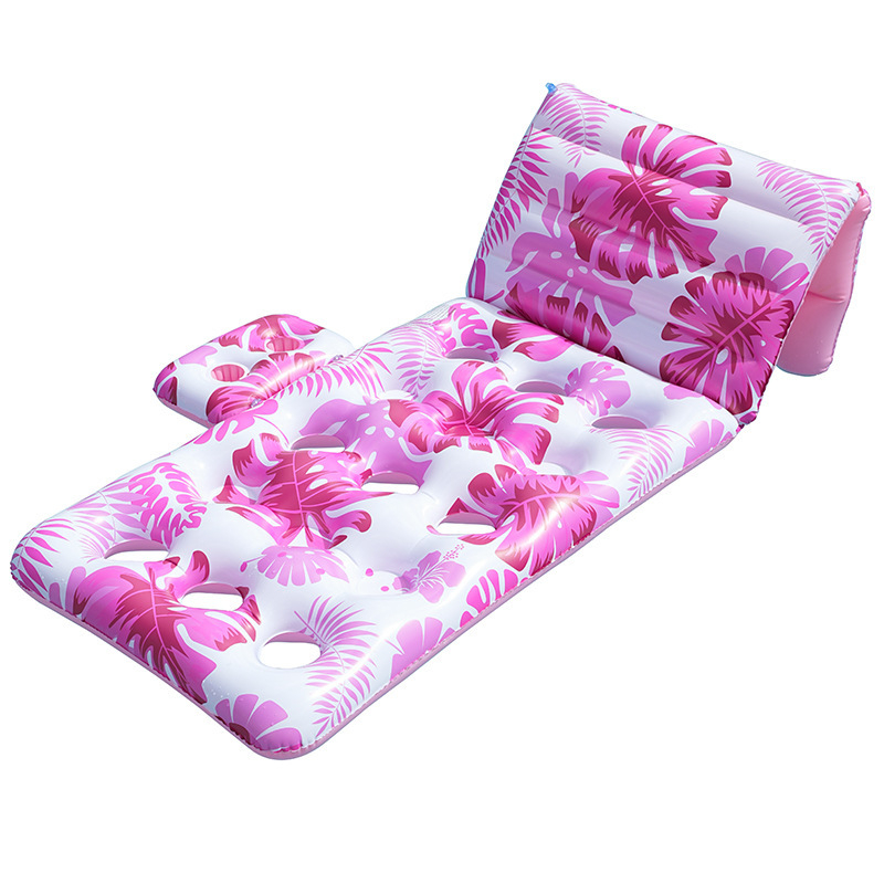 Φουσκωτός θαλάσσιο καναπές νερού με πλάτη από δίχτυ και σχέδιο φύλλων — PVC υλικό, για ενήλικες, πισίνας