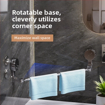 Suport pentru prosoape cu ventuză, fără găuri, extensibil pentru baie, din plastic