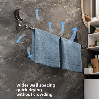 Suport pentru prosoape cu ventuză, fără găuri, extensibil pentru baie, din plastic