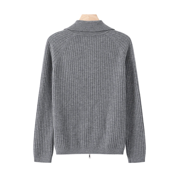 Vuneni kardigan sa zipom sprijeda, normalne duljine, dugi rukavi, čista vuna