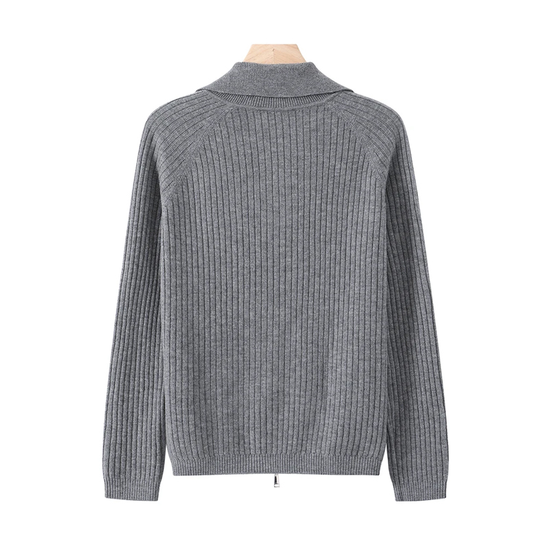 Vuneni kardigan sa zipom sprijeda, normalne duljine, dugi rukavi, čista vuna