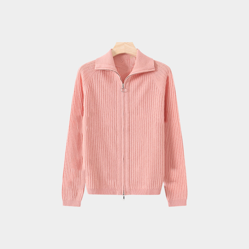 Vuneni kardigan sa zipom sprijeda, normalne duljine, dugi rukavi, čista vuna