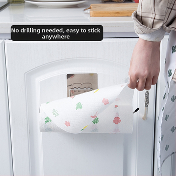 Raft de prosoape din oțel inoxidabil montat pe perete – fără găuri; pentru baie și bucătărie; ține prosoape, șervețele umede și folie plastică